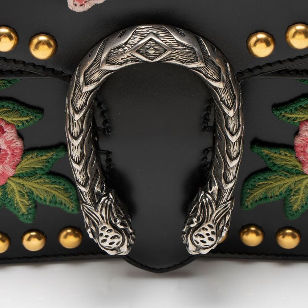 Gucci Leather Embroidered Studded Blind for Love Dionysus Small Shoulder Bag - Picture 9 of 16